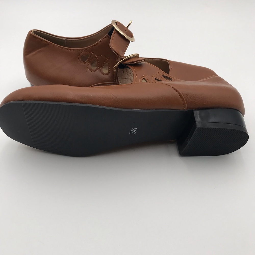 Harper & Lane Elegant Leather Brown Mary Jane Retro Shoes - Picture 4 of 5